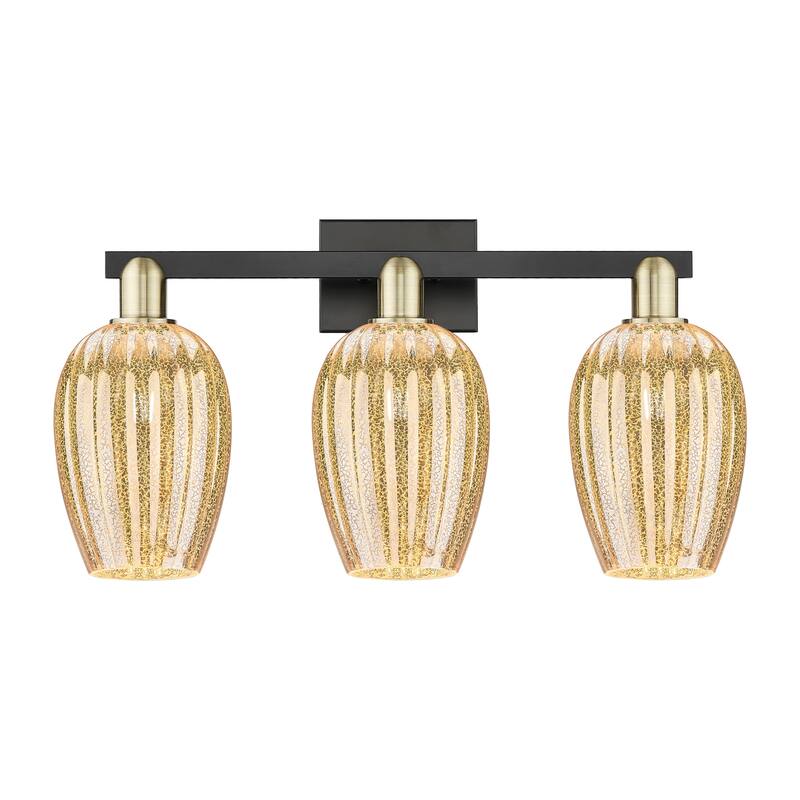 Innovations Lighting 716-3W-14-26 Preston Vanity Flute Preston 3 Light - Black Antique Brass / Mercury