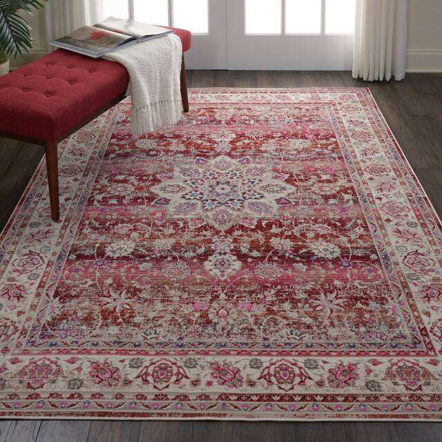 Nourison Vintage Kashan Traditional Area Rug - 4' x 6' - Red