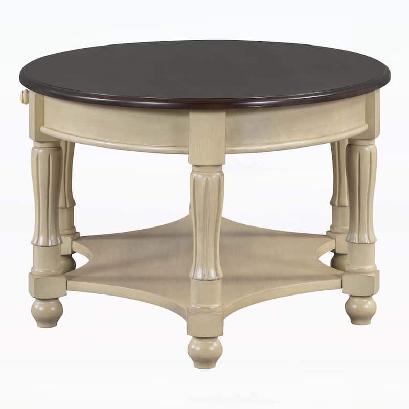 Oval Coffee Table with Drawer and Storage Shelf