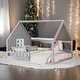 preview thumbnail 2 of 10, Full Size Wood House Bed with Window and Fence,