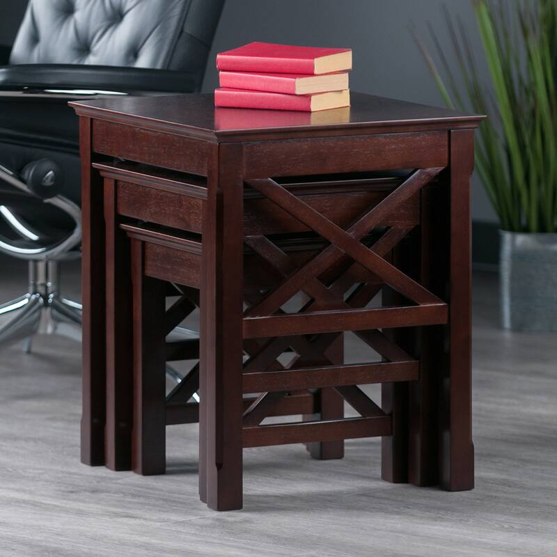 Xola 3-Pc Nesting Tables, Cappuccino - 21.1"W x 17.3"D x 22.1"H.