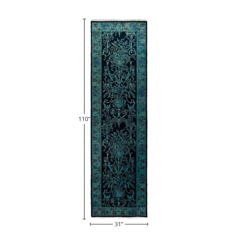 Fine Vibrance, One-of-a-Kind Hand-Knotted Area Rug - Black, 2' 7" x 9' 2" - 2' 7" x 9' 2"