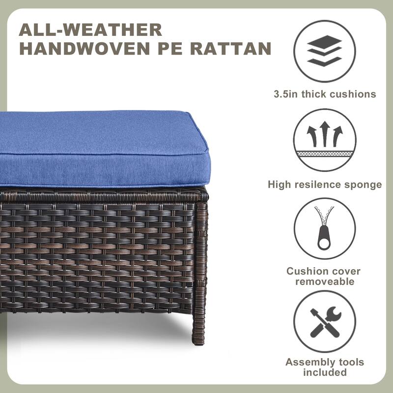 Patio Swivel Chairs Table 2 Ottomans Brown - Blue