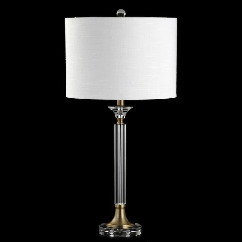 Barnard 28" Crystal/Metal LED Table Lamp, Clear/Brass Gold (Set of 2) by JONATHAN Y