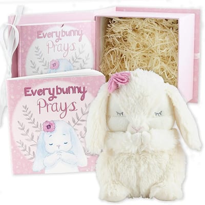 Tickle & Main Praying Musical Bunny Gift Set, Ideal Baptism & Christening Gift for Babies & Toddlers (Pink, 7 In)