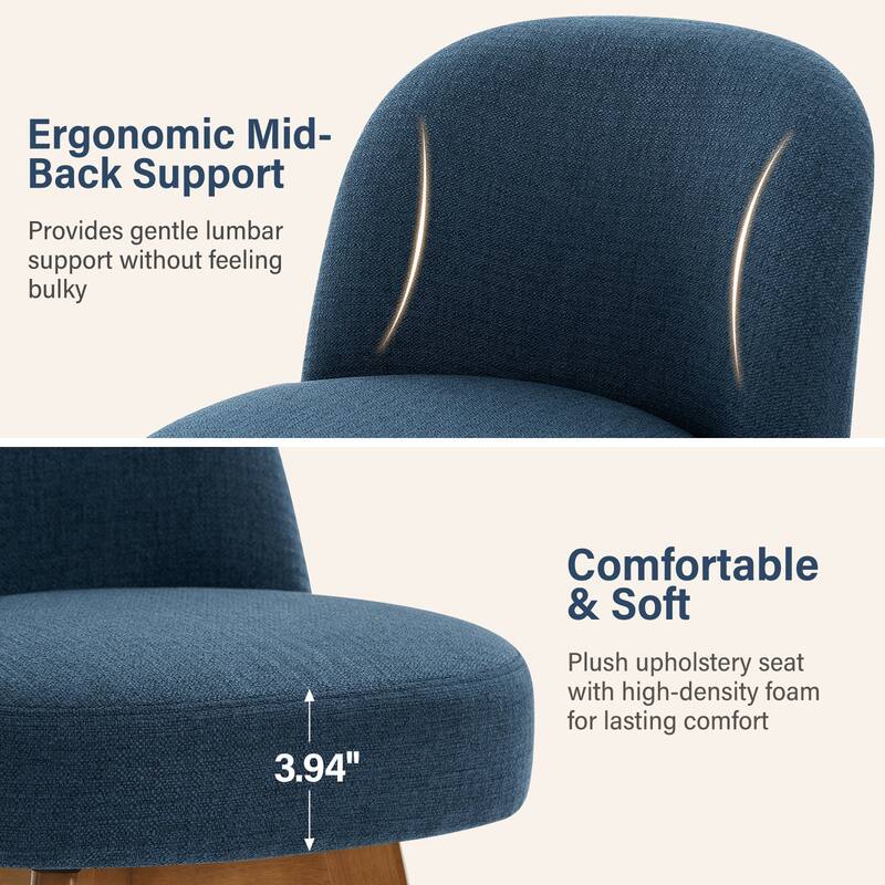 26" Upholstered Swivel Counter Stool With Solid Wood Frame - 37.8"H x 19.7"W x 23.2"D