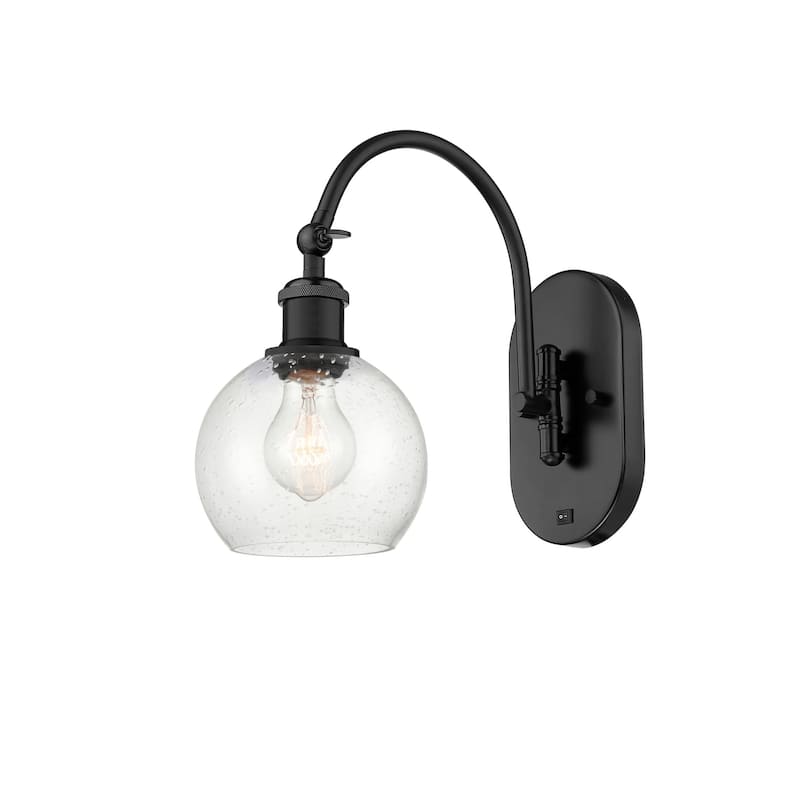 Innovations Lighting 518-1W-12-6 Athens Sconce Athens 12" Tall Wall - Matte Black / Seedy
