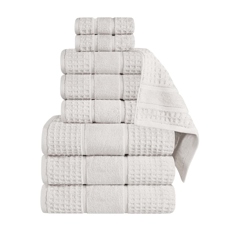 Superior Napa Zero Twist Cotton Waffle 9 Piece Bathroom Towel Set