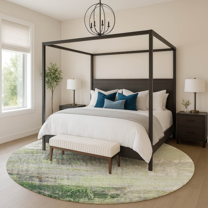 Premium Washable Super Soft Modern Prints Mayfield Rug - Aloe - 8' x 8'