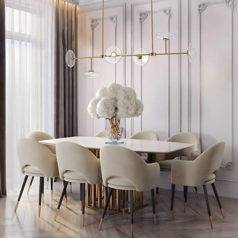Minimalist 6-Light Dimmable LED Glass Island Pendant Chandelier