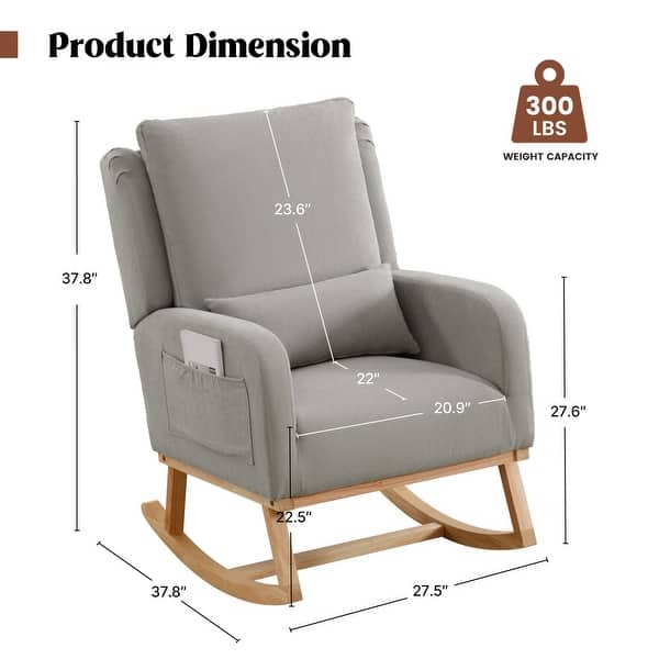 dimension image slide 7 of 8, HOMYKA 27.5" Wide Rocking Chair for Nursery