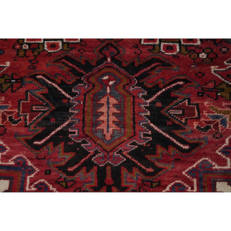 Hand Knotted Oriental 100% Wool Carpet Traditional Medallion Red Heriz Area Rug - 12' 8'' X 9' 11''
