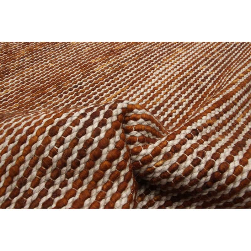 ECARPETGALLERY Braid weave Sienna Brown Wool Rug - 5'0 x 7'10