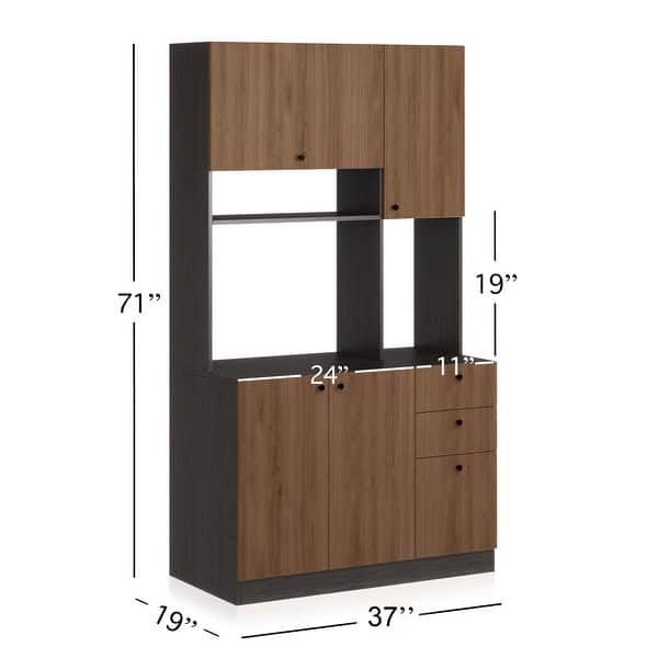 dimension image slide 4 of 5, Living Skog Pantry Kitchen Microwave Storage Cabinet