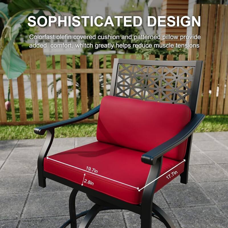 Outdoor High Swivel Bar Stools Set of 2, Bar Height Patio Chairs with Seat Cushion for Outdoor, Garden