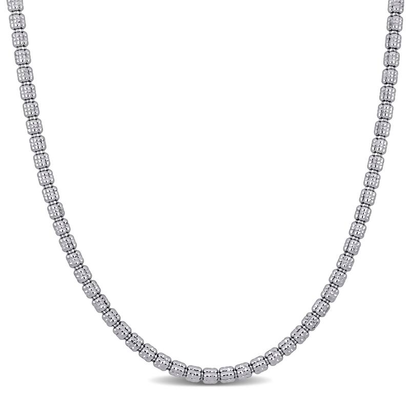 Miadora 3mm Tube Design Necklace in 14k White Gold - 24 in