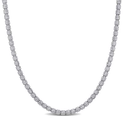 Miadora 3mm Tube Design Necklace in 14k White Gold - 24 in