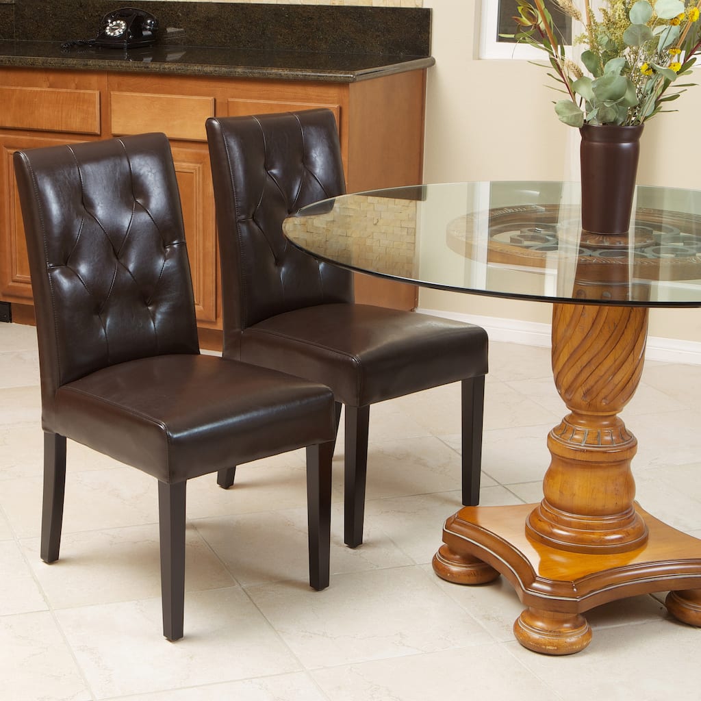 Gentry Bonded Leather Brown Dining Chair (Set of 2) by Christopher Knight Home