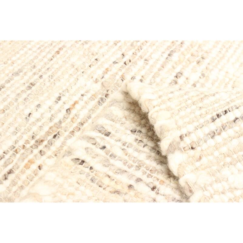 ECARPETGALLERY Braid weave Sienna Beige Wool Rug - 5'1 x 8'0