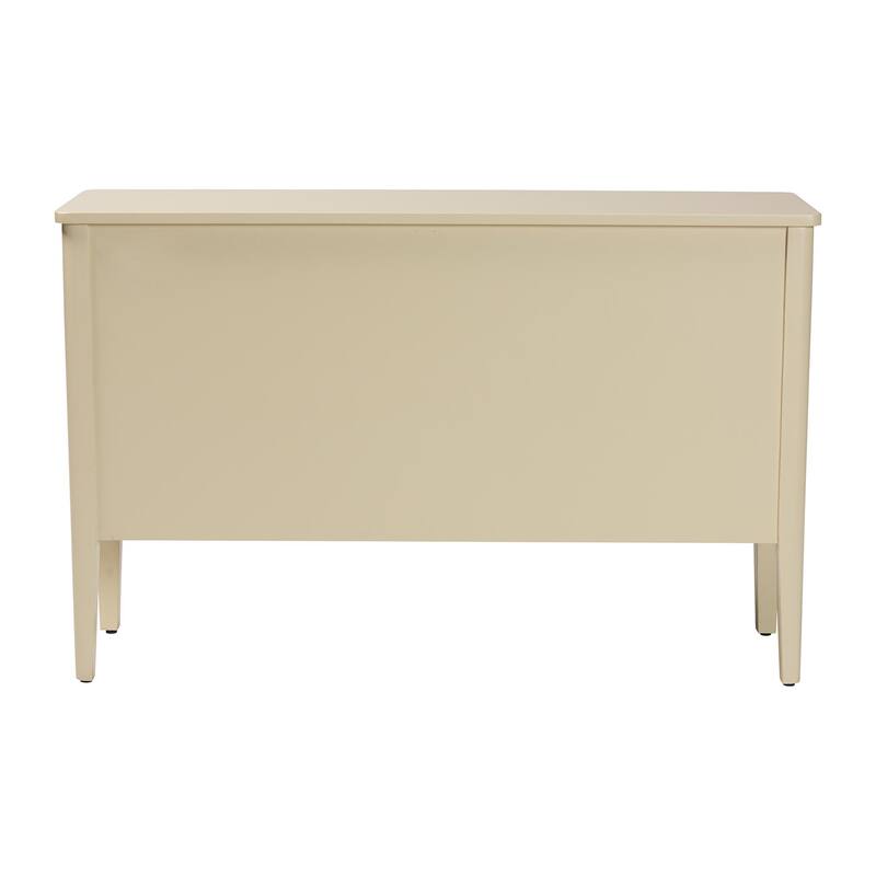 Leeba Sideboard - Modern Storage Buffet Console with Fluted Wood and Scalloped Molding for Kitchen or Dining Room