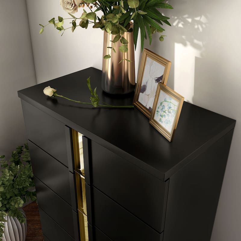 Furniture of America Halifax Modern Rubberwood Black Chest and 2 Nightstand Bedroom Set