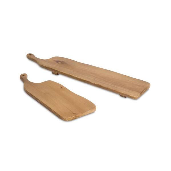 Pack Of 4 Brown Unique Paddle Shape Wooden Cutting Boards With Handles 18 Overstock 21148618 Teakhaus by proteak edge grain rectangle carving board with hand grip. pack of 4 brown unique paddle shape wooden cutting boards with handles 18