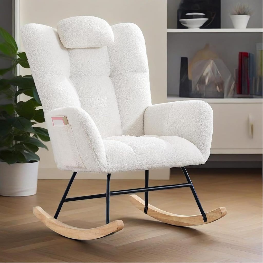 Upholstered Rocking Chair for Living Room, Bedroom, Nursing, Garden - 1PC