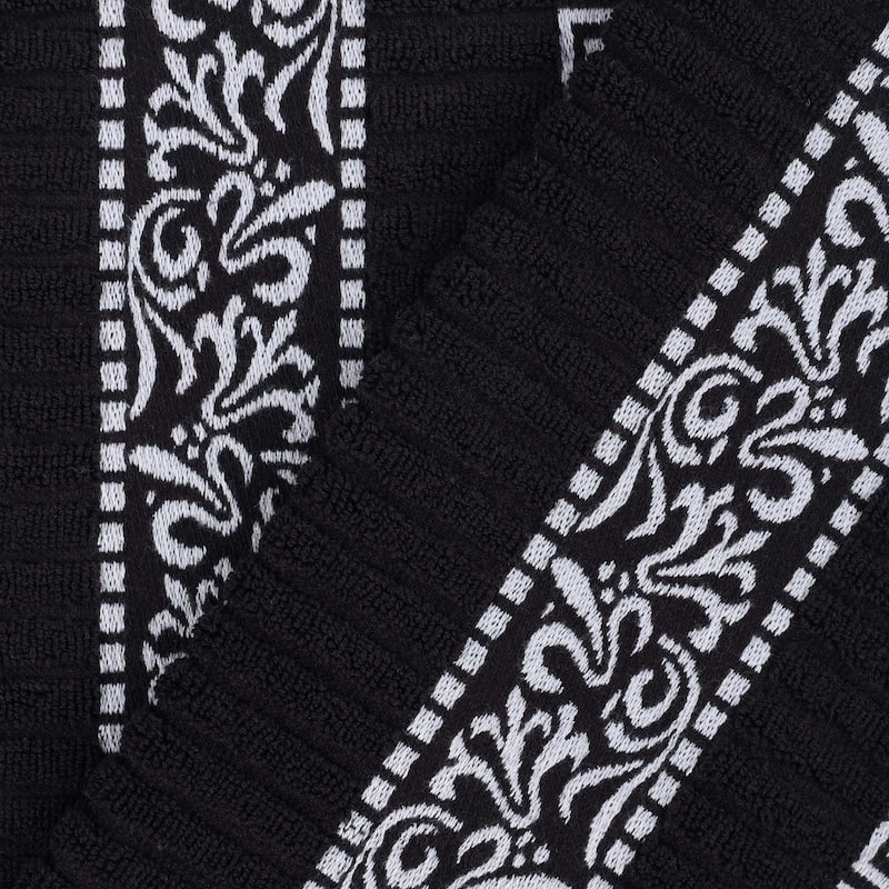 Superior Athens Cotton Floral Border Greek Key 3-Piece Towel Set