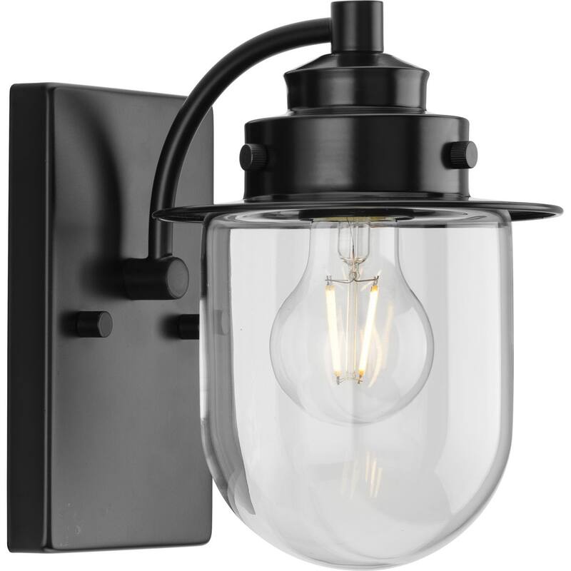 Northlake Collection One-Light Matte Black Clear Glass Transitional Bath Light - 5.87 in x 7.5 in x 8 in