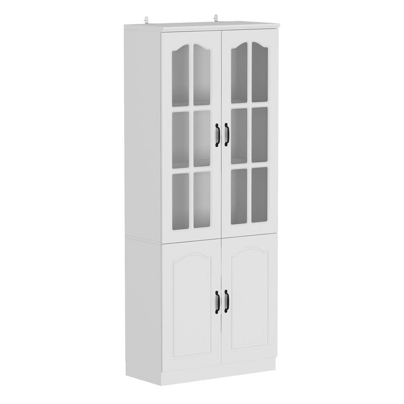 Kitchen Cabinet Clear Visibility Tempered Glass Showcase Combo Cabinet