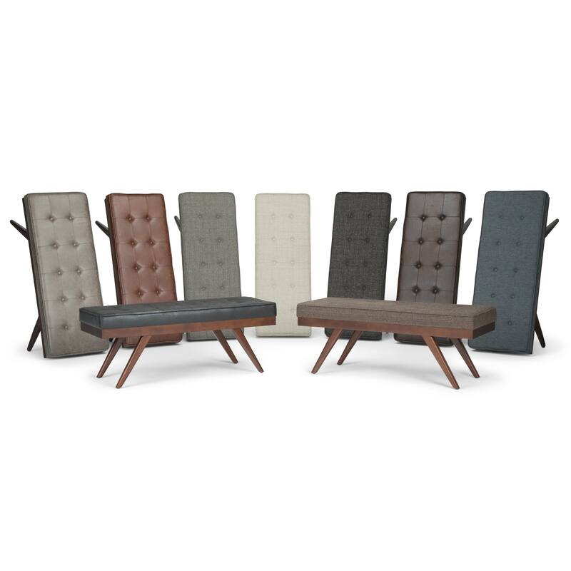 WYNDENHALL Keenan 48 inch Wide Mid Century Modern Rectangle Ottoman Bench