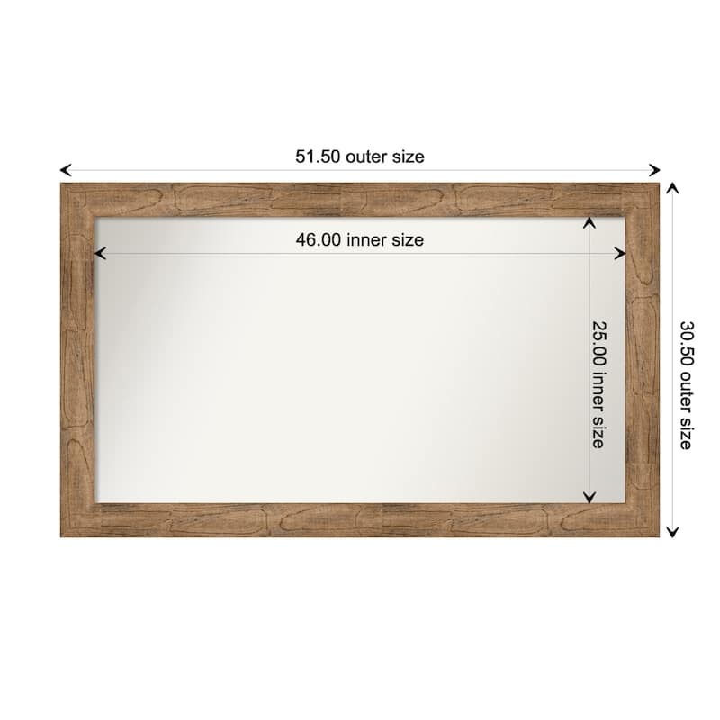 Owl Brown Framed Non-Beveled Custom Wall Mirror, Bathroom Vanity Mirror - Outer Size: 51.5 x 30.5
