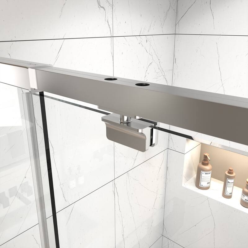 Modland 48"x71" Pivot Swing Semi-Frameless Shower Door with 1/4" Tempered Clear Glass