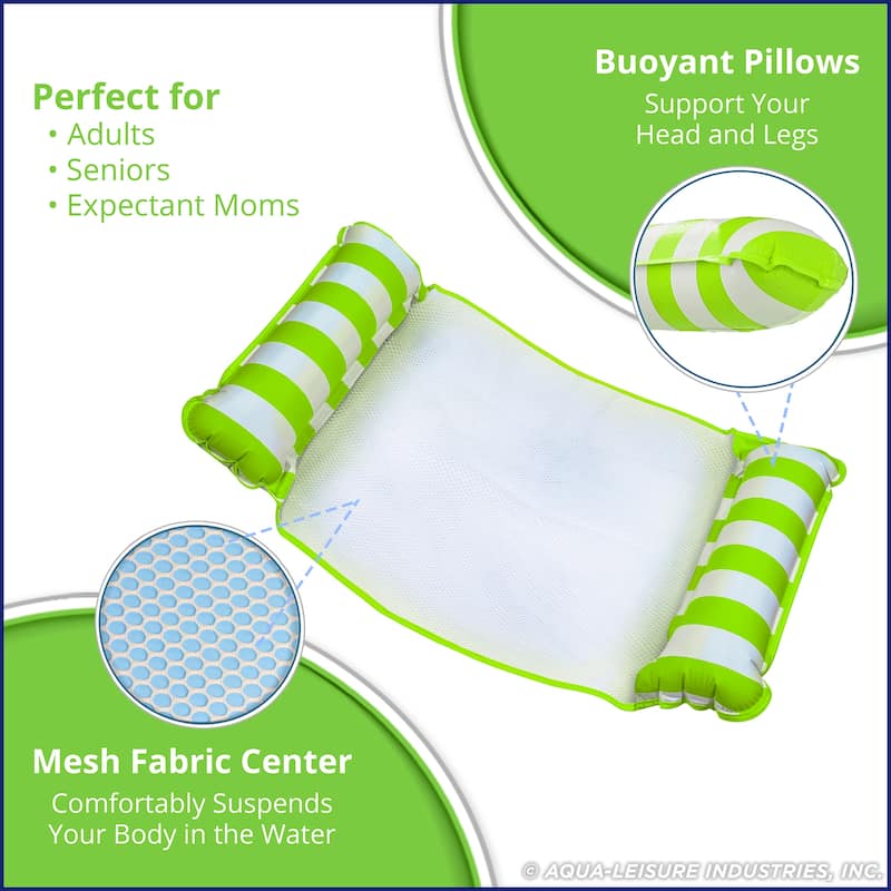 Aqua Leisure Water 4-in-1 Pool Hammock, Lime Green & Zero Gravity Float, Green - 4