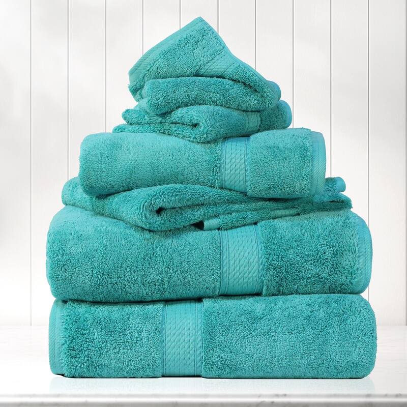 Blue Nile Mills Luxury 6-Piece Egyptian Cotton Towel Set, Thick Absorbent Bathroom Towels