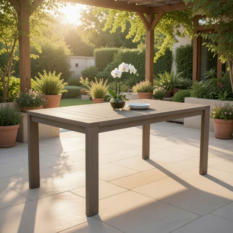 Neji 70 Inch Dining Table, Burnt Brown Eucalyptus Wood Frame, Plank Top