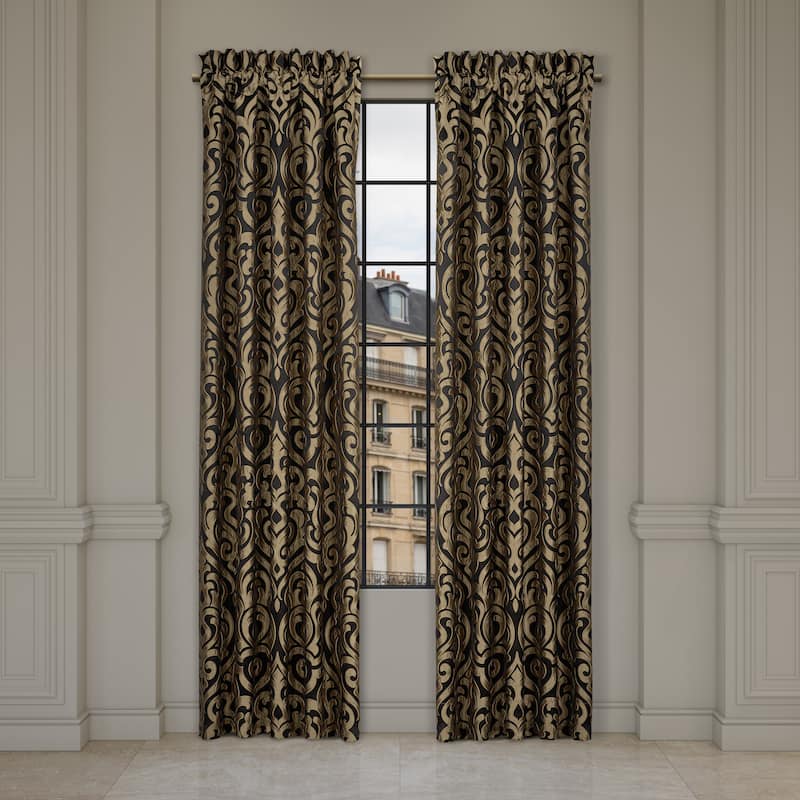 Bolero Black And Gold Window Panel Pair