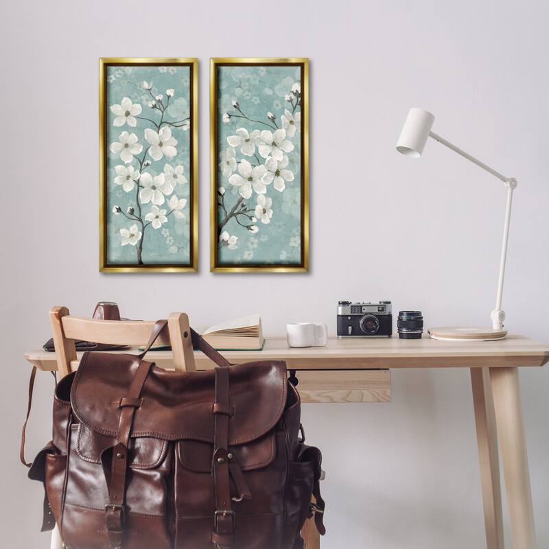 Stupell Green Toned Blossoms Framed Floater Canvas Wall Art Design By Tava Studios (Set of 2)