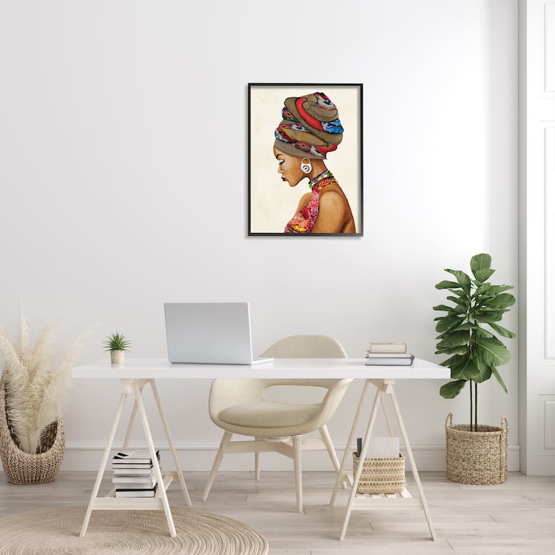Stupell Woman Wearing Traditional African Fashion Headwrap Framed Wall Art - Multi-color