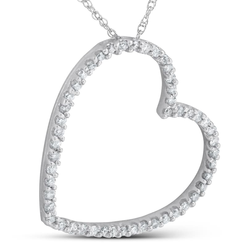 Pompeii3 14k White Gold 2 ct TDW Diamond Heart Shape Pendant