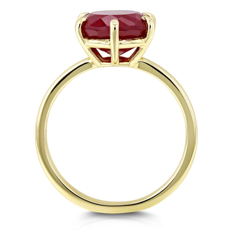 Kobelli 10 mm Red Ruby Solid 14k Gold 6-Prong Solitaire Precious Gemstone Ring