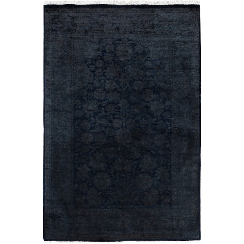 Overdyed One-of-a-Kind Hand-Knotted Area Rug - Black - 4' 3" x 6' 1"