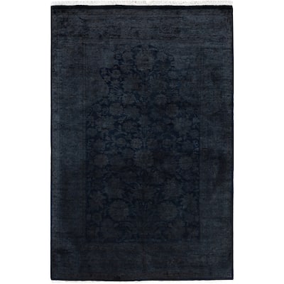 Overdyed One-of-a-Kind Hand-Knotted Area Rug - Black - 4' 3" x 6' 1"