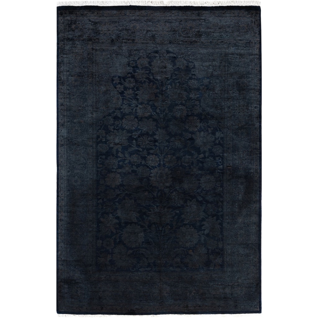 Overdyed One-of-a-Kind Hand-Knotted Area Rug - Black - 4' 3" x 6' 1"