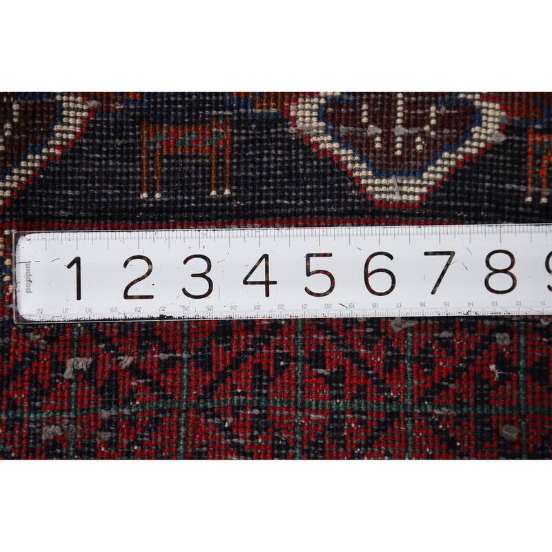 Navy Blue Balouch Persian Runner Rug Hand-Knotted Wool Carpet - 3'9" x 9'0"