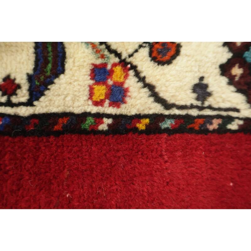 Hand Knotted Oriental 100% Wool Carpet Traditional Geometric Red Shiraz Area Rug - 5' 0'' X 3' 1''