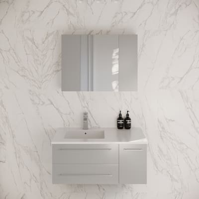 Fresca Lucera 36" Wall Mounted Single Basin Vanity Set with Cabinet,