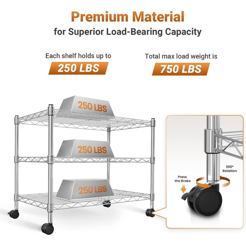 4-5 Tiers Storage Shelving Unit Adjustable Metal Organizer Wire Rack