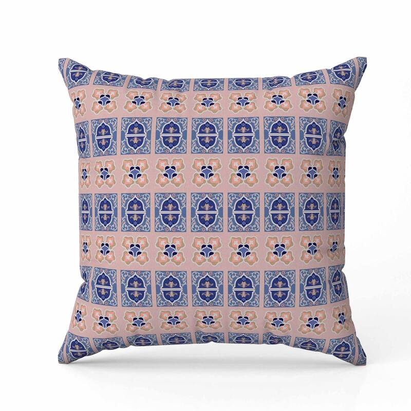 Darbari Dynasty Faux Suede Reversible Throw Pillow Blue and Silver