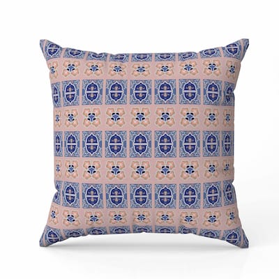 Darbari Dynasty Faux Suede Reversible Throw Pillow Blue and Silver